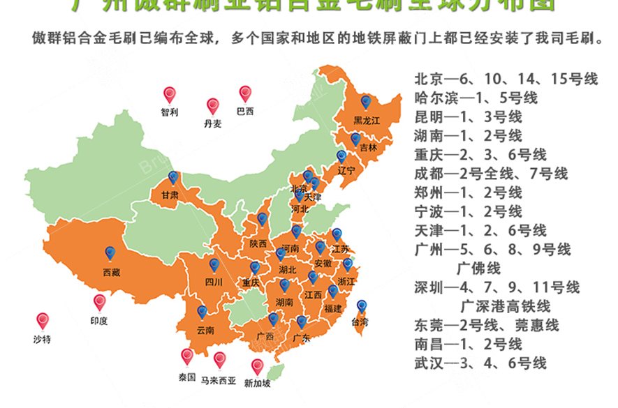 傲群铝合金毛刷分布